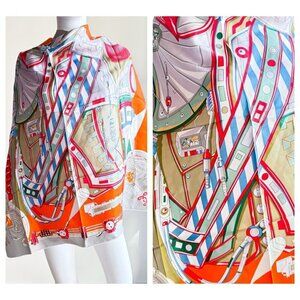 Silk Twill Geometric Print Colourful Hand Rolled Square Scarf